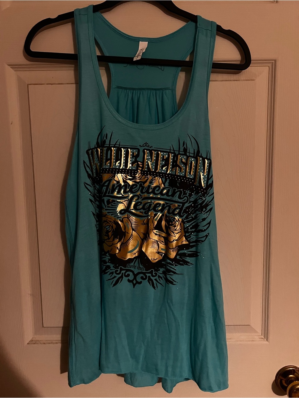 Bella + Canvas Willie Nelson "American Legend” tank top, size XL, teal